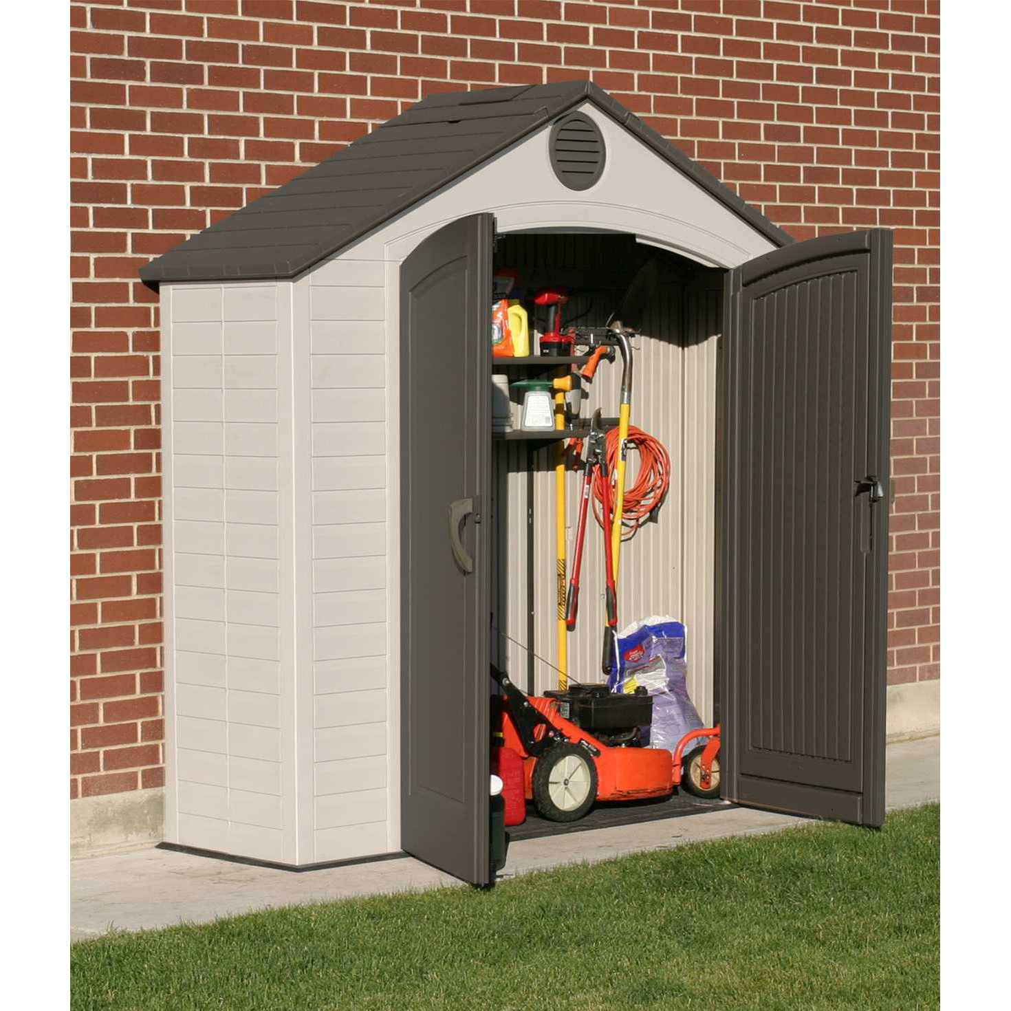 Lifetime 7.67 ft. W x 2.17 ft. D Plastic Vertical Tool Shed | Wayfair